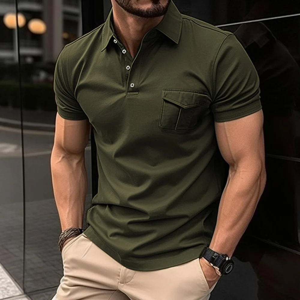 Meladen™ Kurzarm-T-Shirt mit Reverstasche für Herren