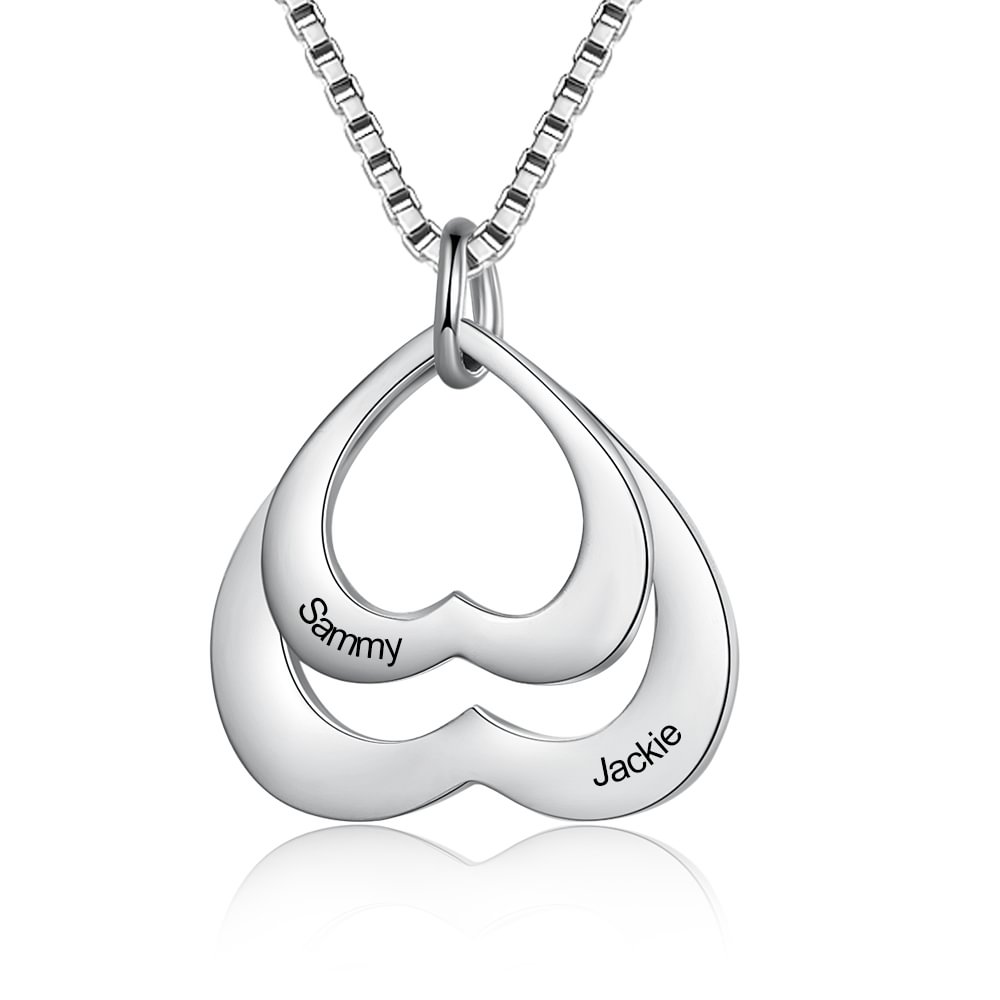 Anhänger Doppel Herz Halskette personalisiert, benutzerdefinierte Paar Familie Freundschaft Namenskette n2 Kettenmachen