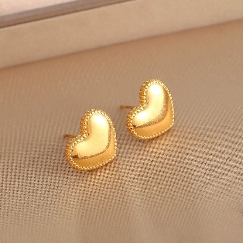 1 Pair Casual Minimalist Sunflower Heart Shape Butterfly Stainless Steel 18K Gold Plated Ear Studs