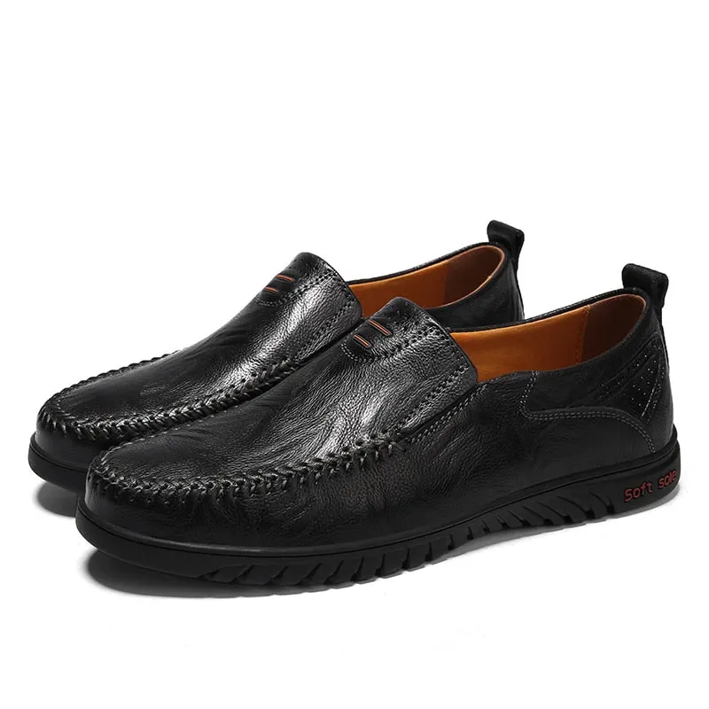 Genuine Leather Men Shoes Luxury Brand 2021 Casual Slip on Formal Loafers Men Moccasins Italian Black Male Driving Shoes JKPUDUN