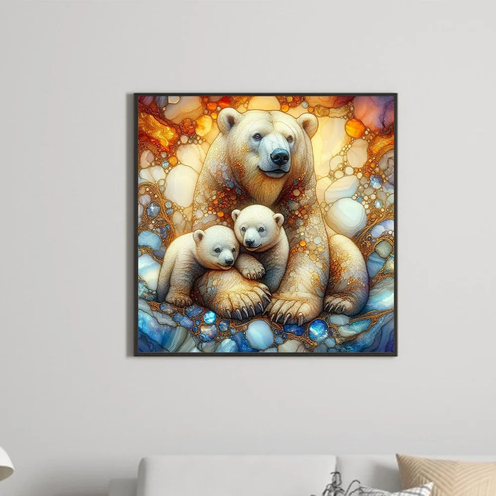 Diamond Painting - Full Round Drill - Polar Bear Family(Canvas|40*40cm)