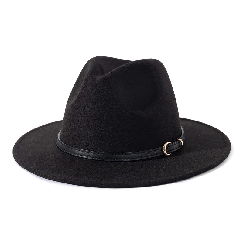 Fashion Flat Top Hat Women’s British French Socialite Elegant Felt Hat Autumn And Winter Warm Jazz Hat Men’s