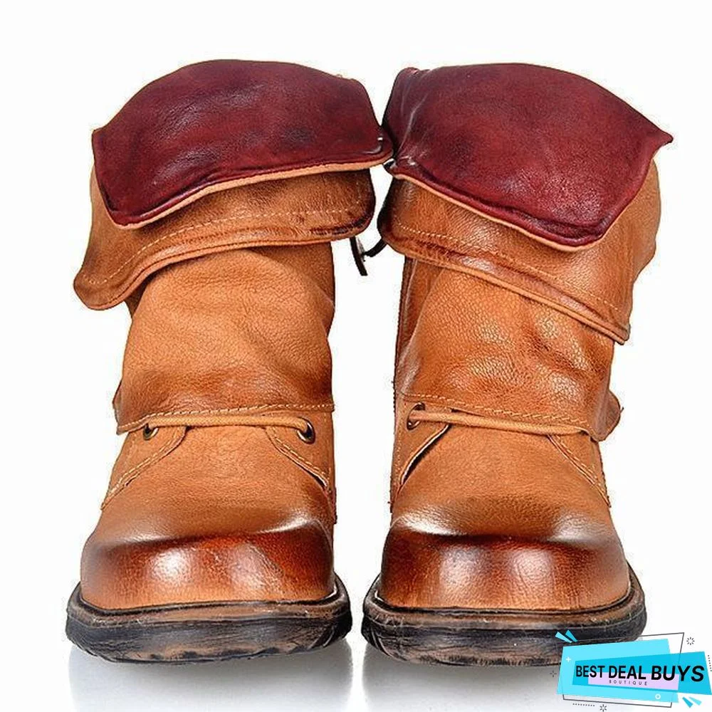 Woman Winter Horse Riding Boots Vintage Combat Punk Ankle Shoes