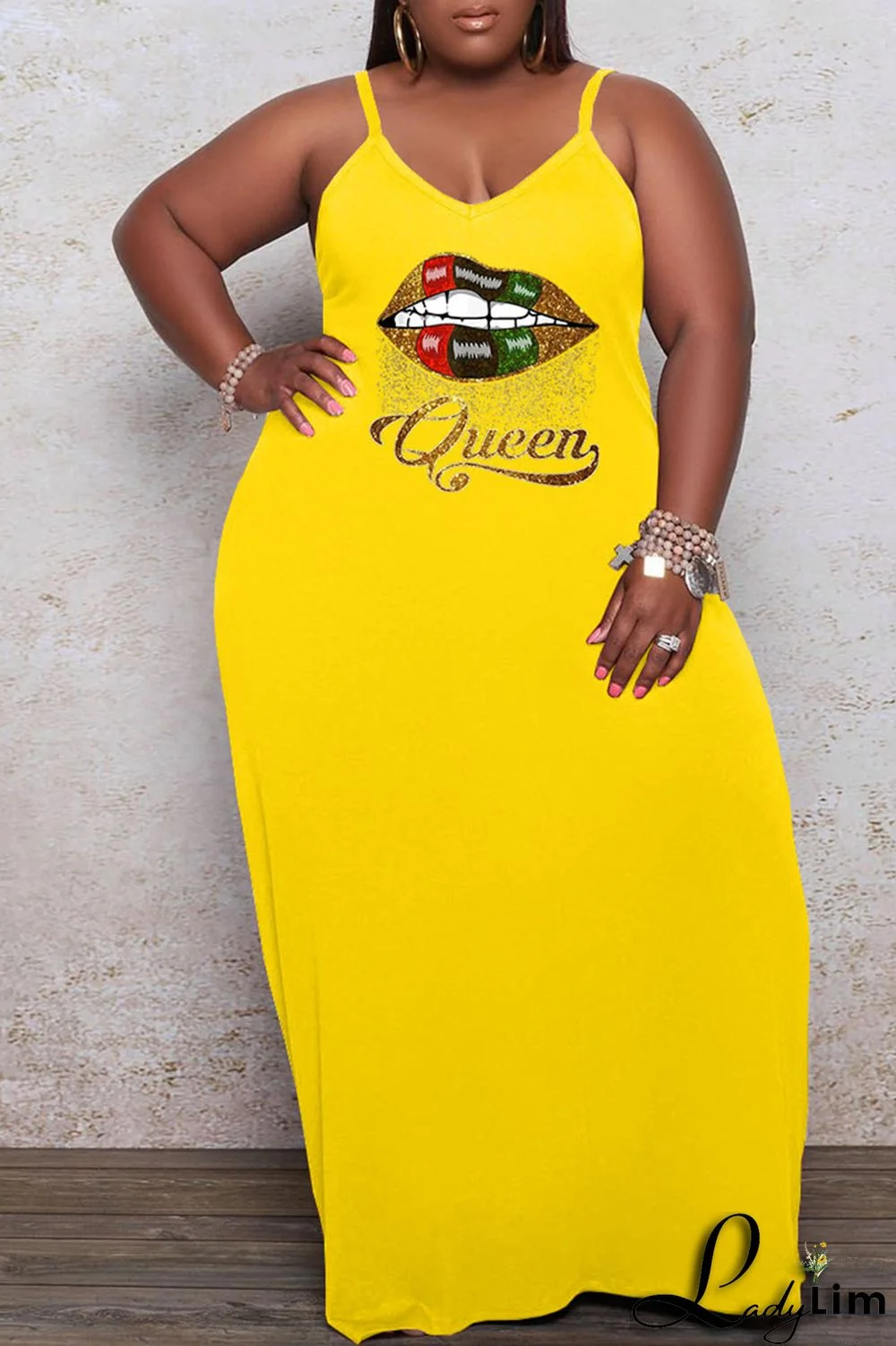 Black Casual Print Split Joint Spaghetti Strap Sling Dress Plus Size Dresses