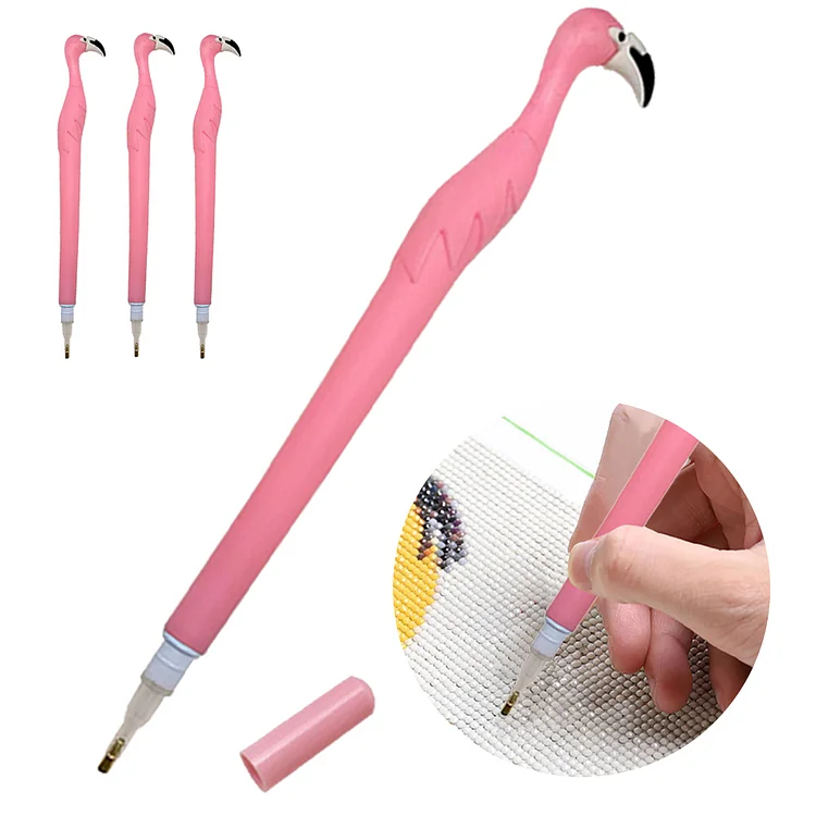 Cute Flamingo Diamond Painting Pen Kit with Clay Tips Tray for Diamond Painting