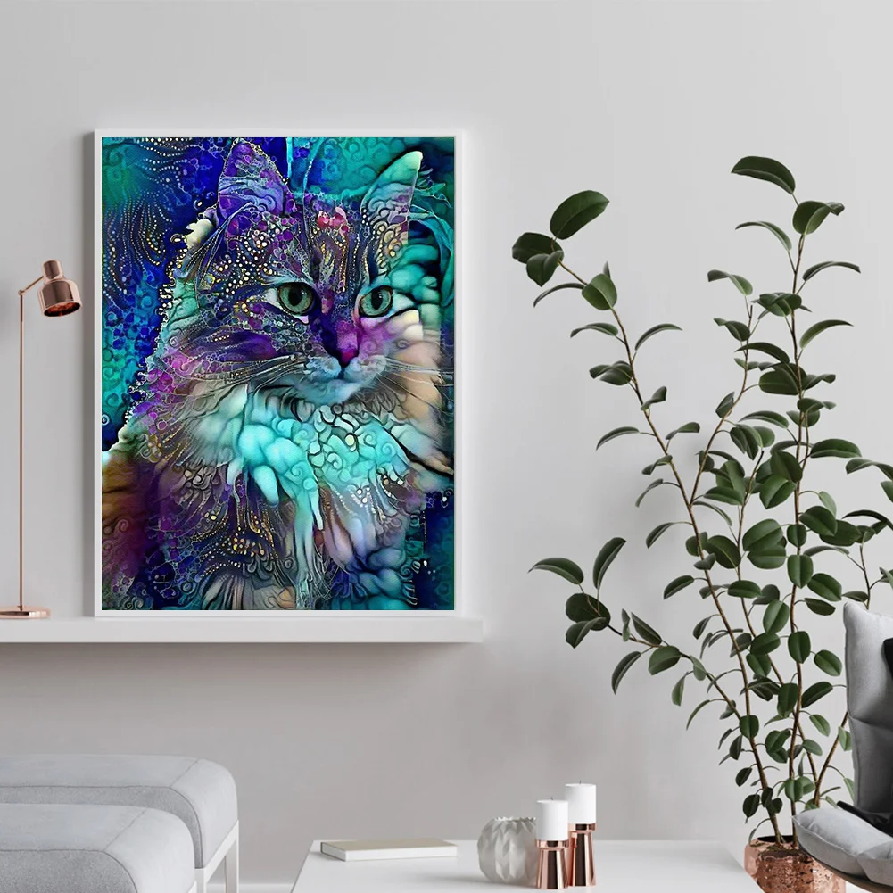 11CT Full Stamped Cross Stitch - Cat(Canvas|40*54cm)