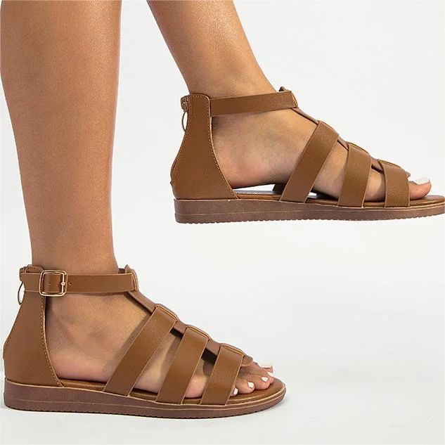 Casual Open Toe Flat Roman Sandals  Stunahome.com