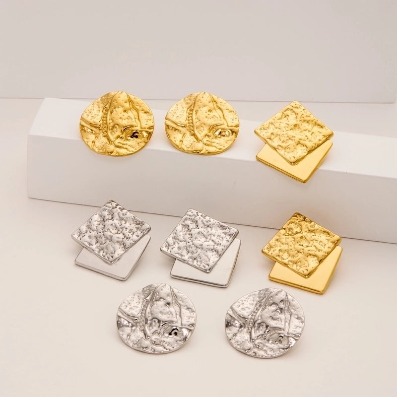 1 Pair Minimalist Geometric Plating Titanium Steel 18K Gold Plated Ear Studs