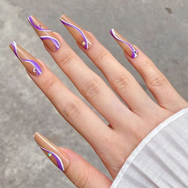 Fashion 24pc/set 10 Sizes Fake Nails Full Cover French False Nail Tips With Double-Sided Nail Adhesive Tab Press On Nails Art-Nail Inspo