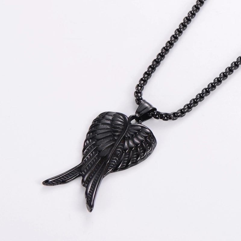 Hip-Hop Angel Wings 304 Stainless Steel Polishing No Inlaid Halloween Unisex Pendant Necklace