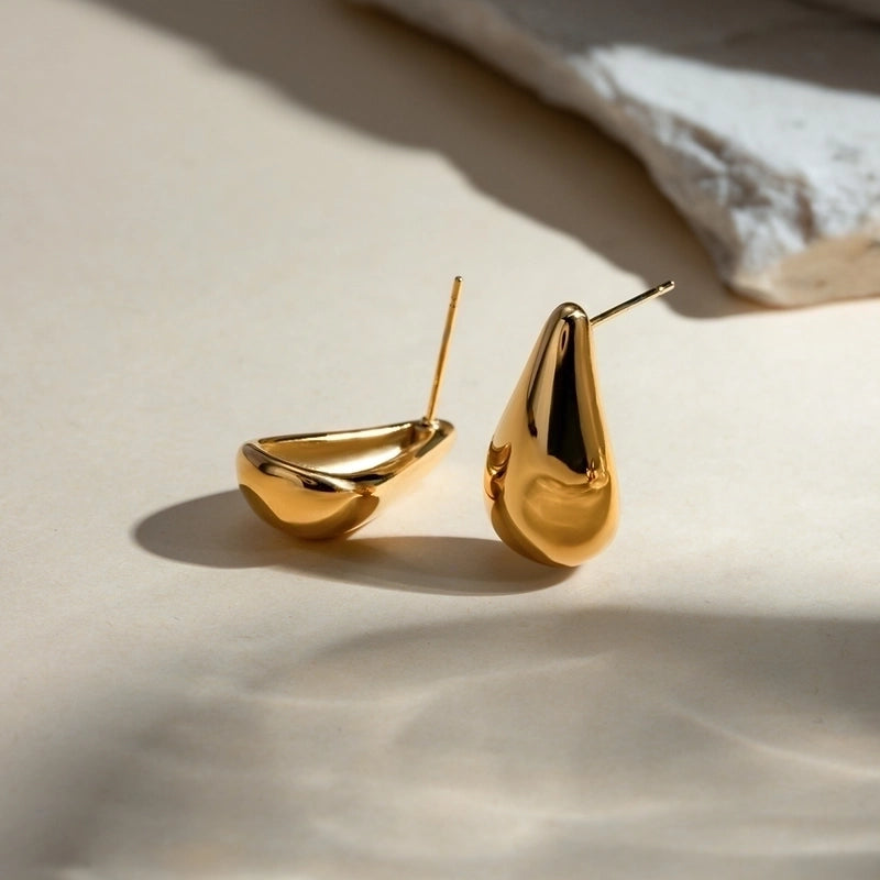 1 Pair IG Style Minimalist Classic Style Water Droplets Plating 304 Stainless Steel 18K Gold Plated Ear Studs