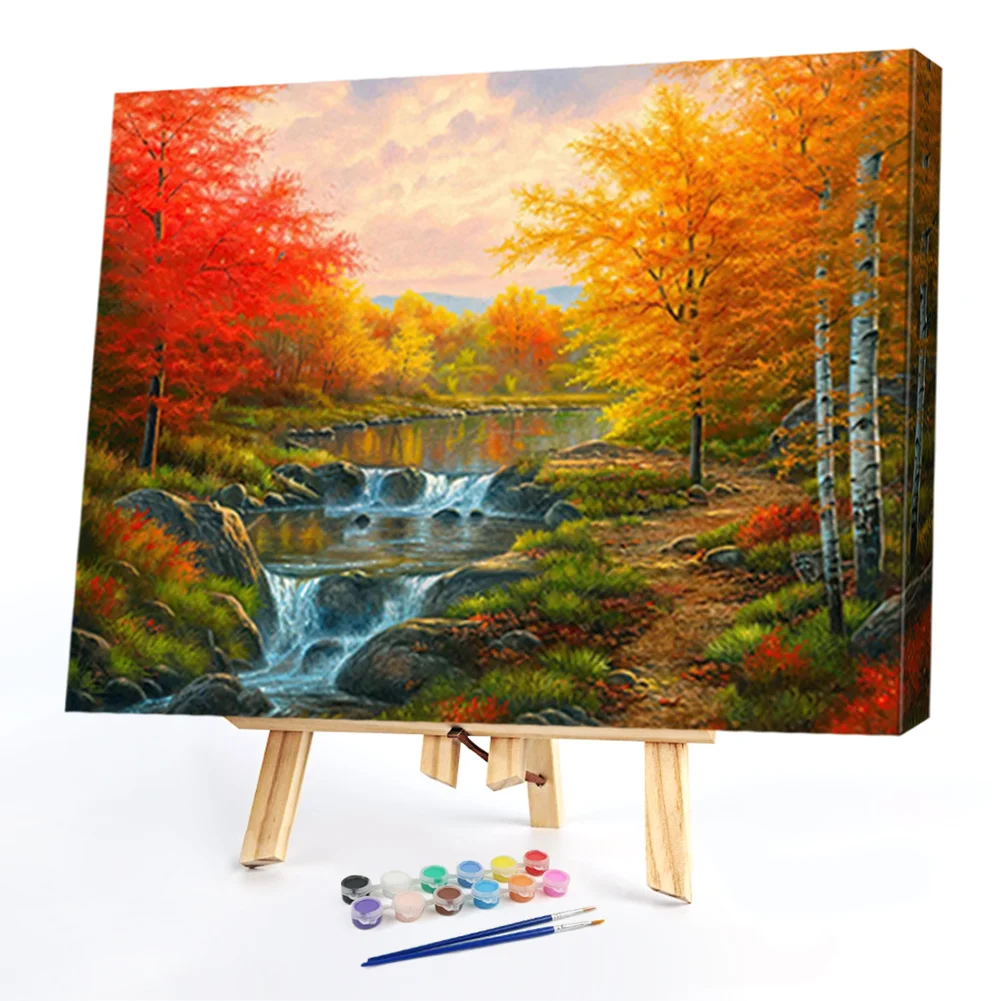 Peinture Par Numero Adulte Avec Cadre Paysage Forêt Kit Peinture