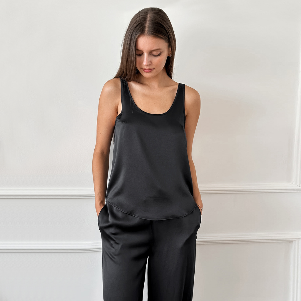Summer Silk Pajamas U Neck for Women REAL SILK LIFE