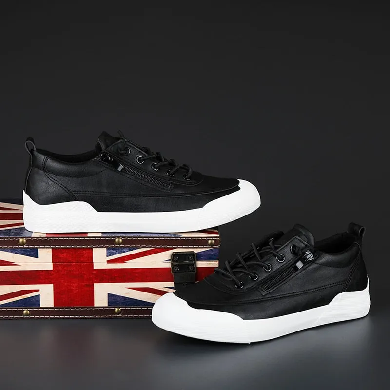 Leather Men Sneakers zips Qulaity Casual shoes Slip-on Softy Luxury brand shoes for Men Loafers outdoor Moccasins Driving Shoes