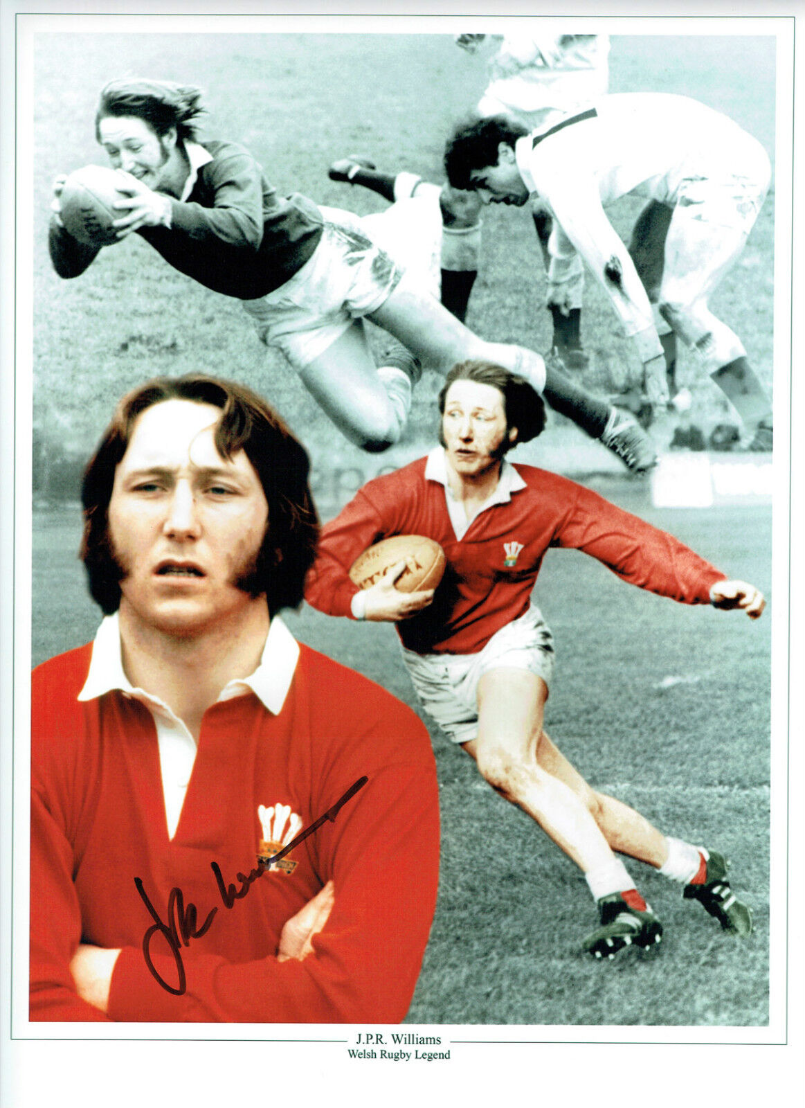 J.P.R WILLIAMS Signed Autograph Montage Wales Welsh RUGBY 12x9 Photo Poster painting AFTAL COA