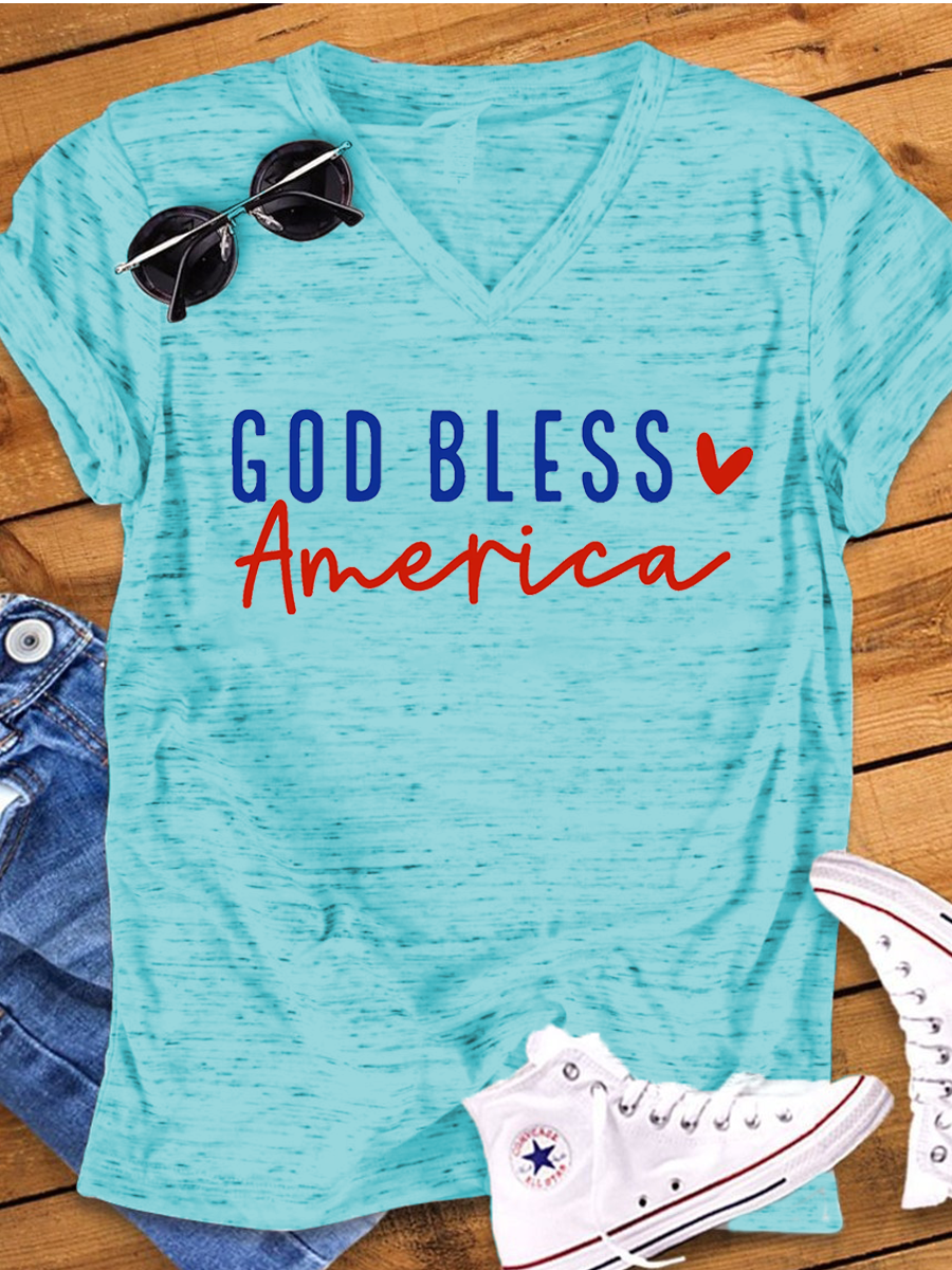 God Bless America 4th of July V-neck T-shirt