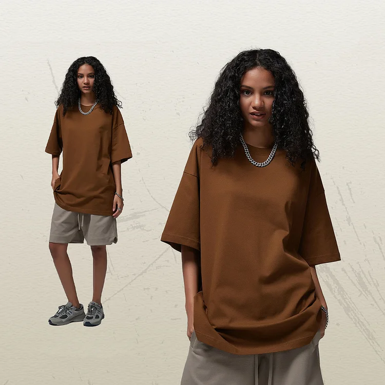 Premium Weight Cotton Crewneck T-Shirt - Maillard Brown  Stunahome.com