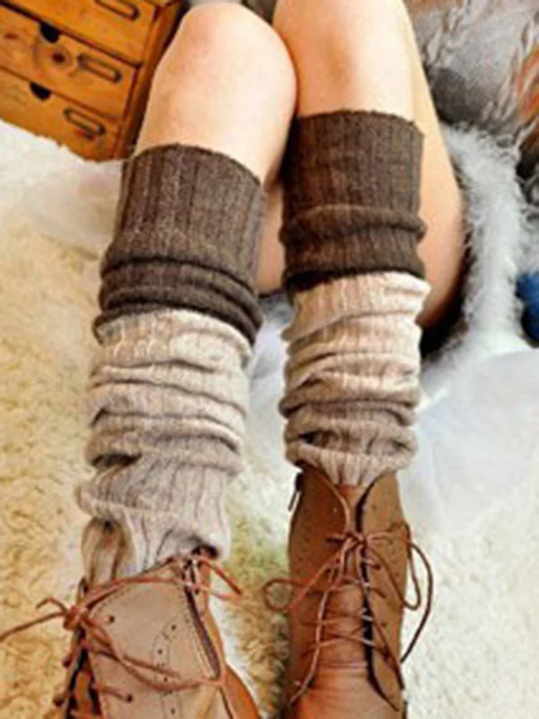 Casual Contrast Color Leg Warmers Accessories
