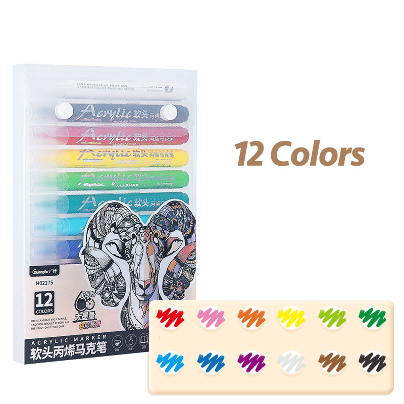 Fromthenon DIY Soft Head Opaque Acrylic Pigment Art Specific Watercolor Coloring Acrylic Marker Pen Graffiti Art Supplies