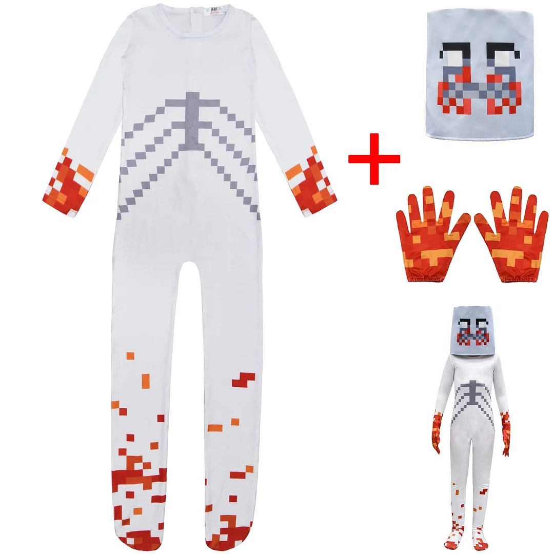 Buzzdaisy Marshmello DJ Party Cosplay Costume with Mask Boys Girls Bodysuit Halloween Fancy Jumpsuits