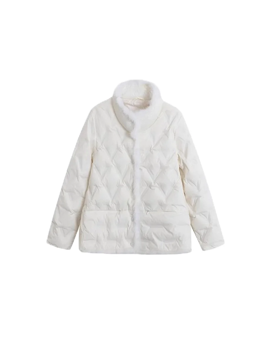 Woherb Mink Wool Down Jacket Female 2024 Winter Fashion New Chinese Style Design Feeling Pressure Glue Foreign Style Small White Duck Down Coat-Outfit Ideas