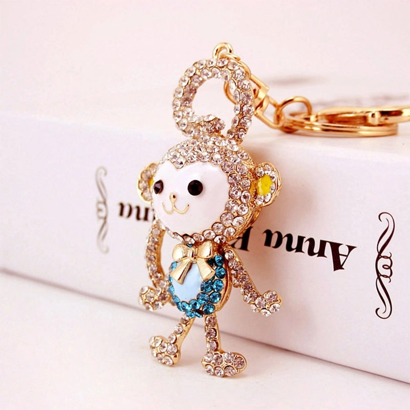 Cute Monkey Zinc Alloy Plating Inlay Rhinestones Women’s Bag Pendant Keychain