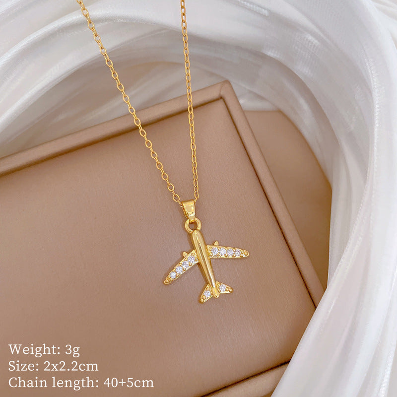 Copper Micro-Inlaid Necklace For Women Copper Micro-Inlaid Real Gold Electroplating Simple Ins Exquisite Clavicle Chain Neck Chain