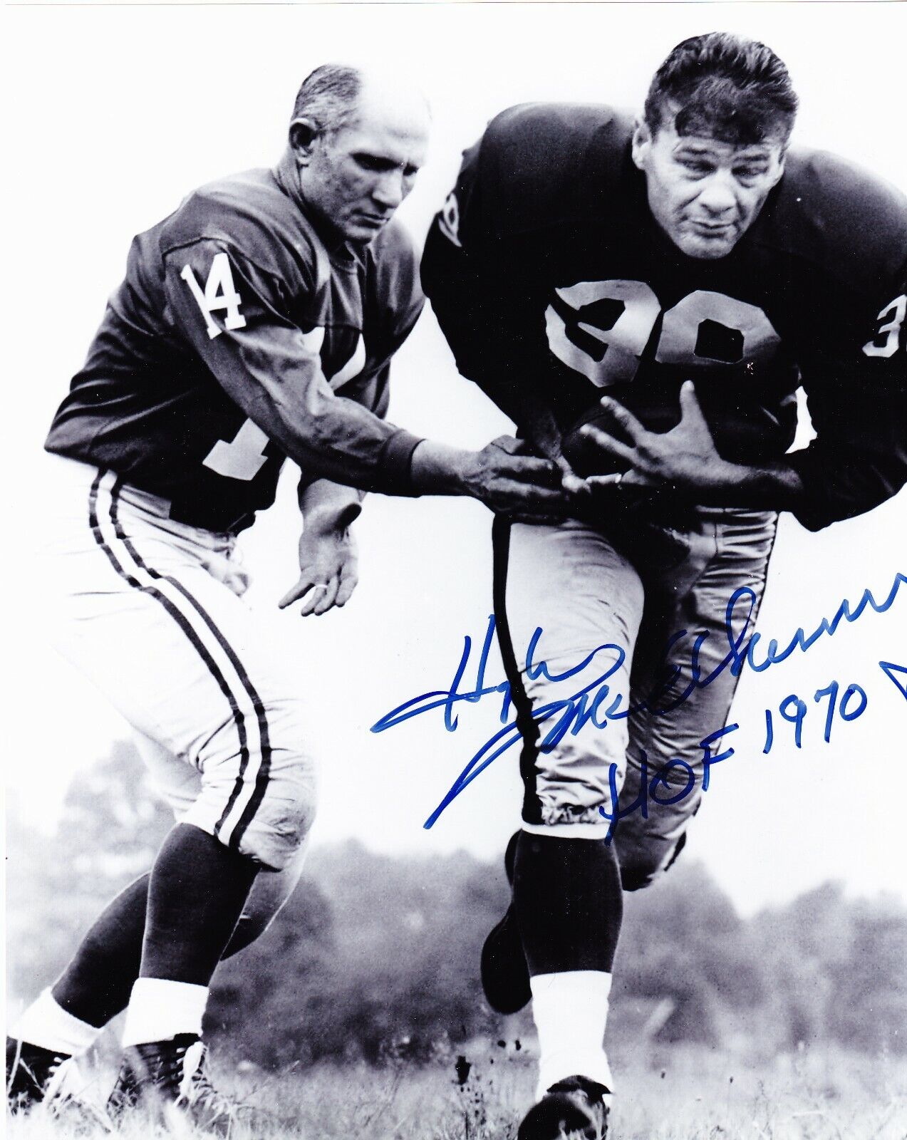 Hugh McElhenny signed 8x10 San Francisco 49er's B&W Photo Poster painting