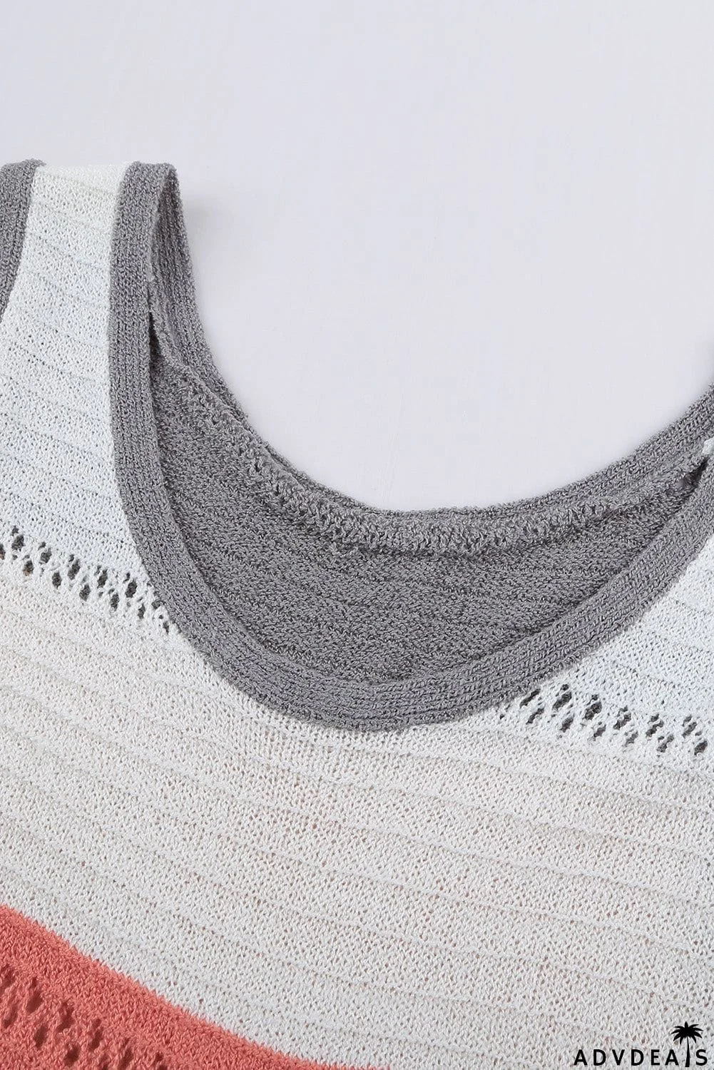 Summer Multicolor Color Block Round Neck Knitted Tank Top