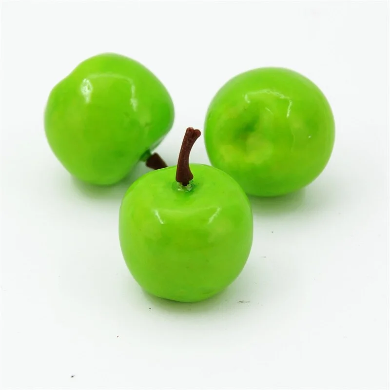 10pcs 3CM Artificial Fake Foam Fruits and Vegetables Green Apple For Wedding Decoration Scrapbooking Simulation  Fake Flowers