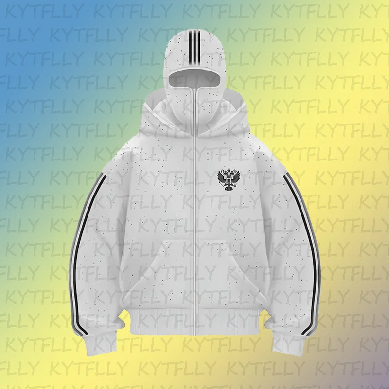 Athvotar Athvotar Autumn Winter Hooded Sports Wear Ninja Cap Print Pattern Wear Double Hat Design Y2K