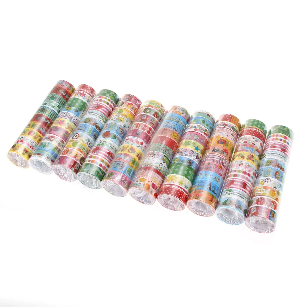 10pcs 1.5cmx2.5m Paper Sticky Adhesive Sticker Decorative Washi Tape