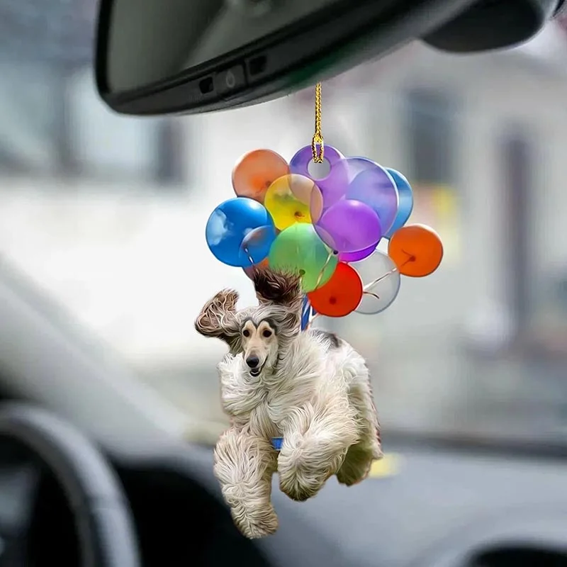 VigorDaily Afghan Hound Fly With Bubbles Car Hanging Ornament BC085