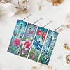 4Pcs Dragonfly Garden DIY Diamond Painting Bookmark with Crystal Pendants Diamond Painting Art Bookmarks Special Shape for DIY Making Beginners Adult Arts Craft Supplies
