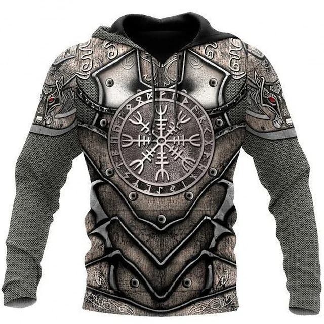 Comstylish Men'S Viking Pattern Long Sleeve Hoodie