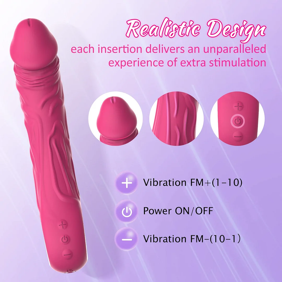 10 Vibration Mode Realistic Dildo Vibrator for Deep G-spot and Anal Stimulation