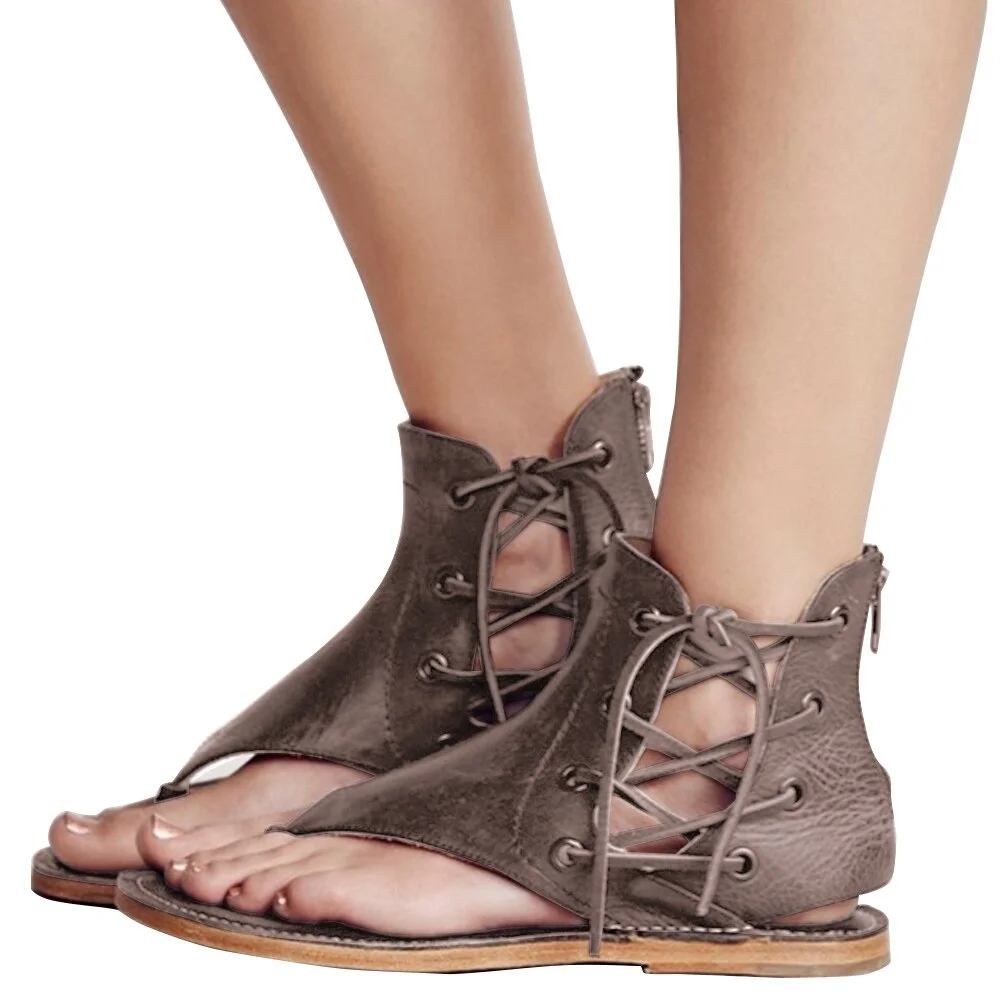 Summer Women Flats Sandals Fashion Strap Leopard PU Leather Bohemia Shoes Casual Open Toe Roman Gladiator Flip Flops Sandals