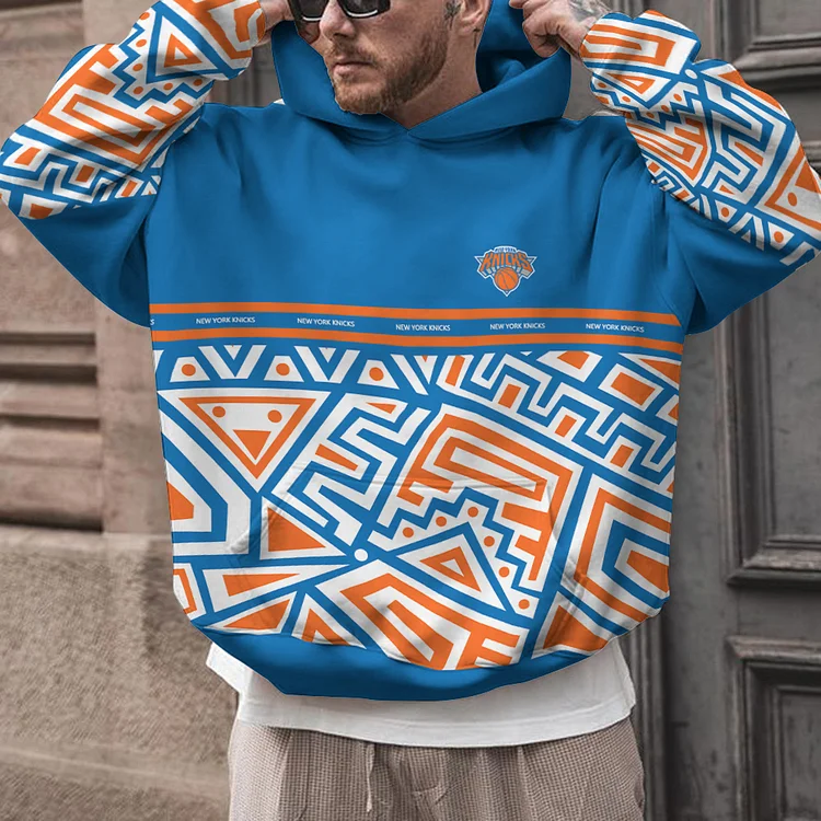 New York Knicks Printed Hooded Pocket Pullover Hoodie