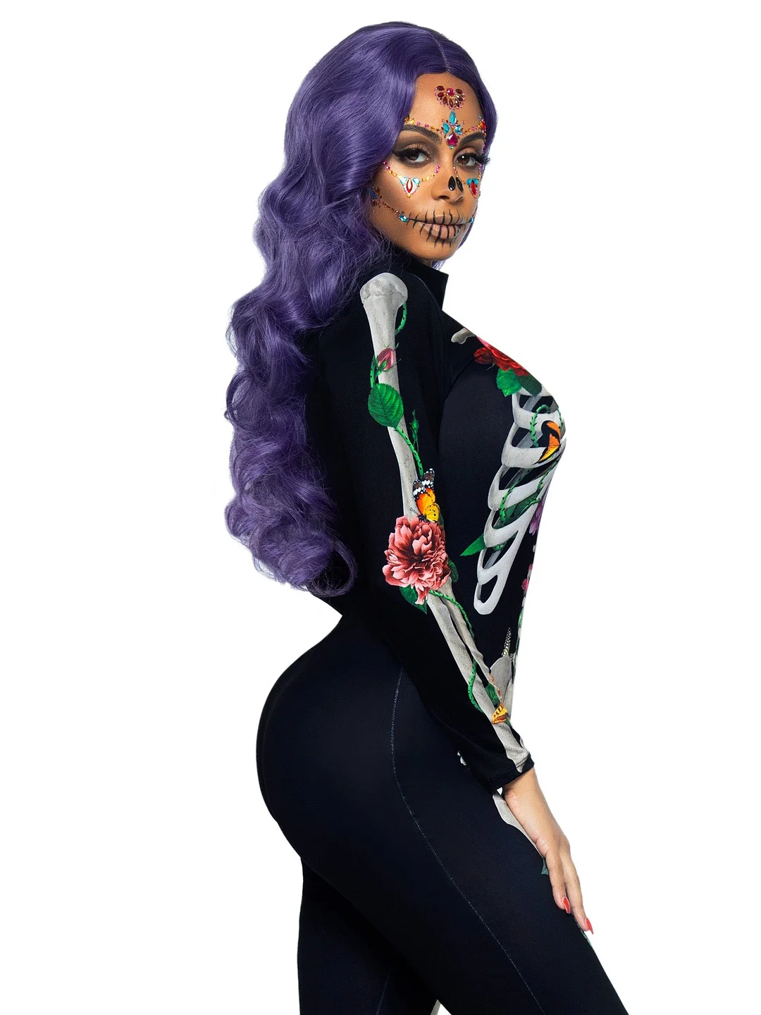 3D Floral Skeleton Catsuit Costume