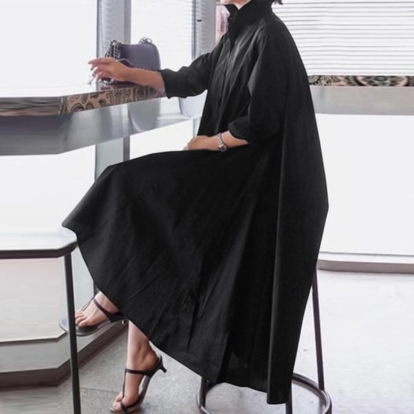 Plus Size Women Long Sleeve Lapel Collar Button Shirt Dress Casual Spring Irregular Hem Baggy Dress Vestidos - Shop Trendy Women's Clothing | LoverChic