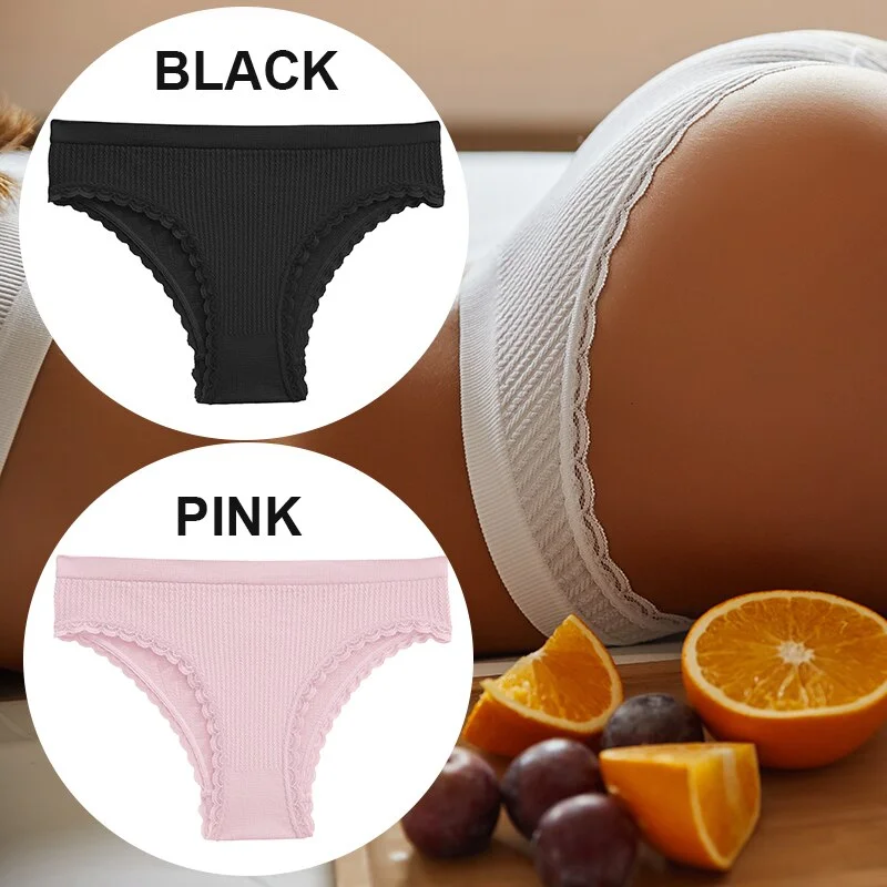 FINETOO 2PCS/Set Women Lace Seamless Sexy Panties 6 Solid Color Brazilian Panty Girl Briefs Lingerie Underpant M-2XL Underwear