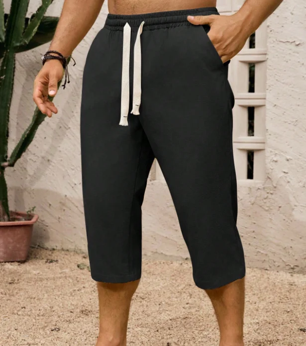 Nigikala Nigikala Men's Summer Cotton Slack Seven-Point Trousers