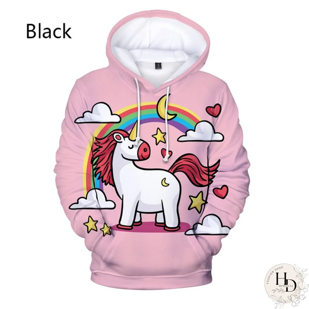 Funny Unicorn 3D Print Hoodies Women Casual Hooded 3D Pullover Girls Casual Long Sleeve Hoodies