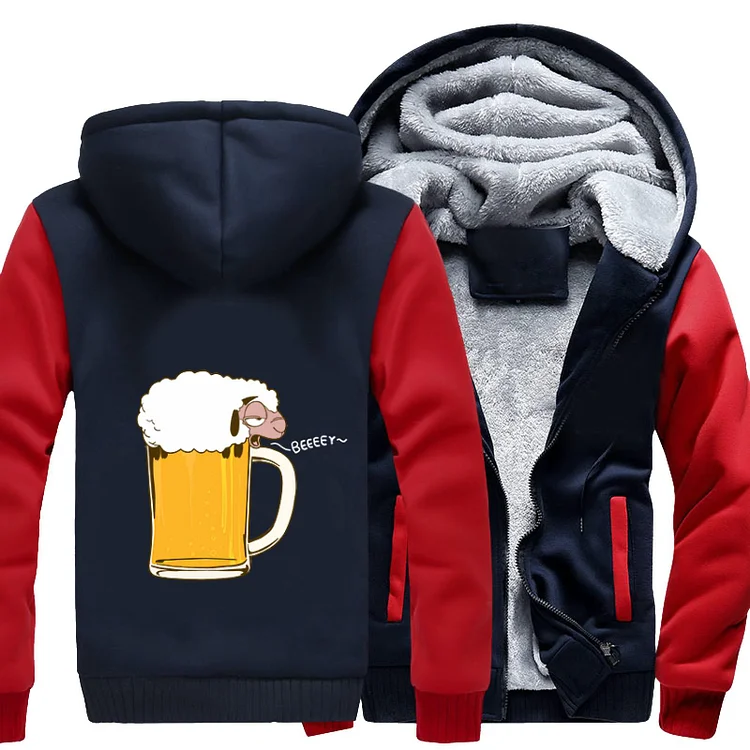 Sheep Foaming Beer, Beer Fleece Jacket
