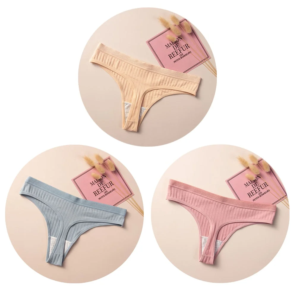 Women's Cotton G-String Thong Sexy Panties for Women String  Low-Rise Underwear Intimate Lingerie Ladies T-back 3 Pcs