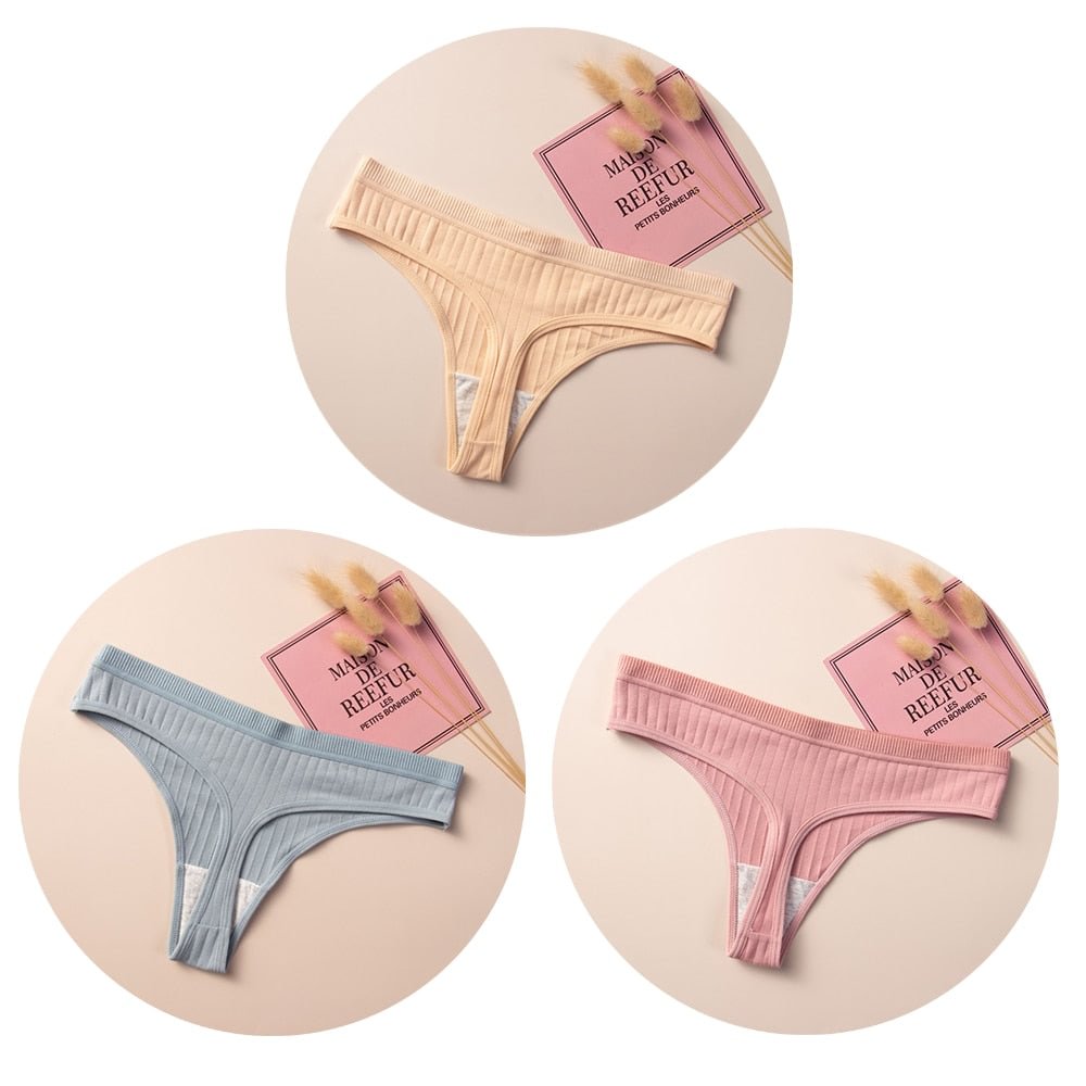 Women's Cotton G-String Thong Sexy Panties for Women String  Low-Rise Underwear Intimate Lingerie Ladies T-back 3 Pcs
