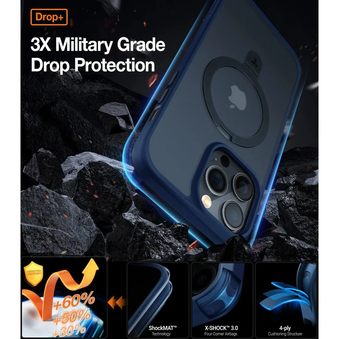 New Design iPhone Shockproof Phone Case Compatible with MagSafe (with Stand)