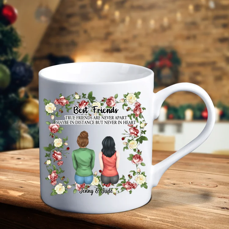 Best Friends Ceramics Cup Customized Text Mugs "True Friends Are Never Apart" Gifts For Besties/Friends