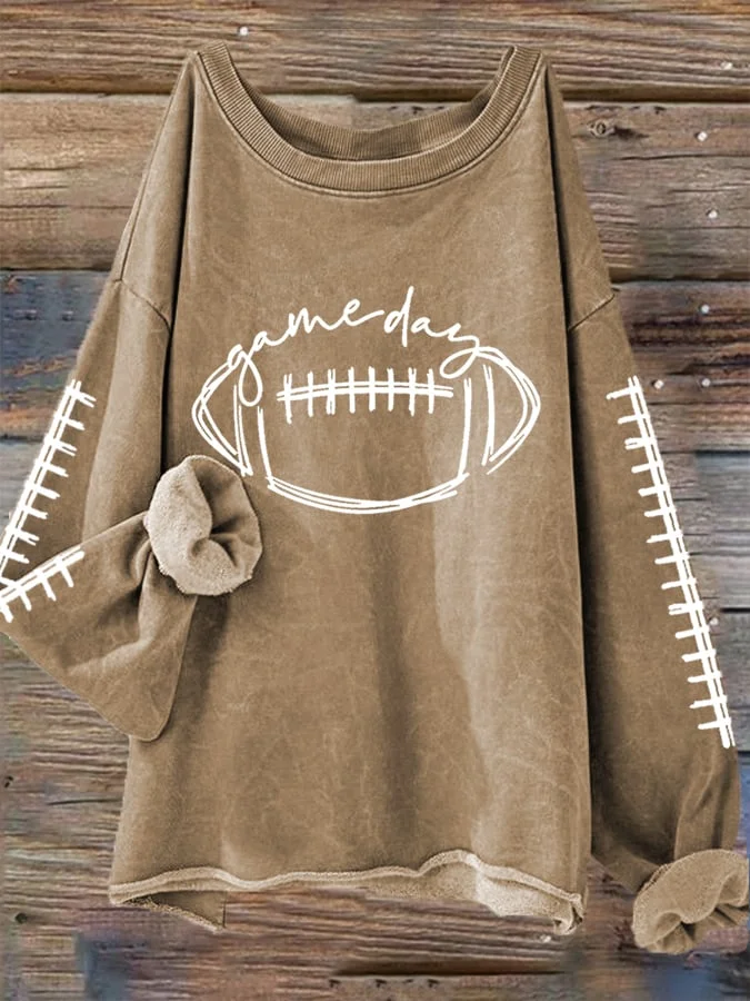 Women's Football Lover Gameday  Casual Long-Sleeve T-Shirt socialshop