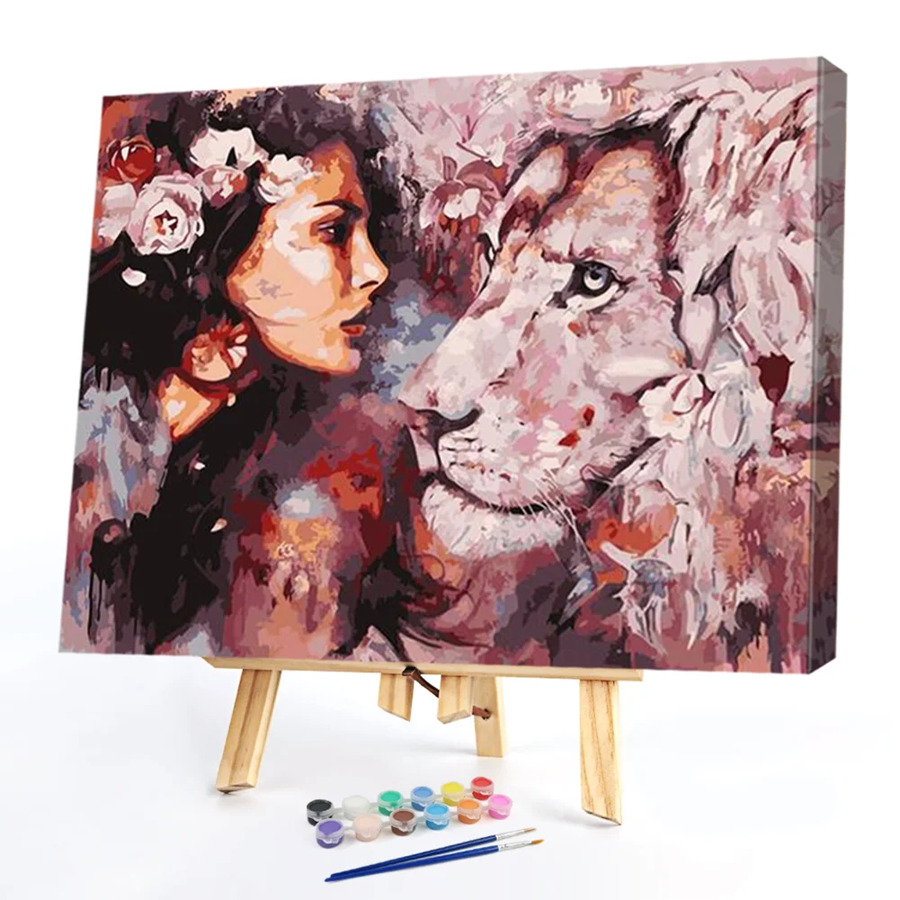 Girl and Lion - Paint By Numbers(50*40CM)
